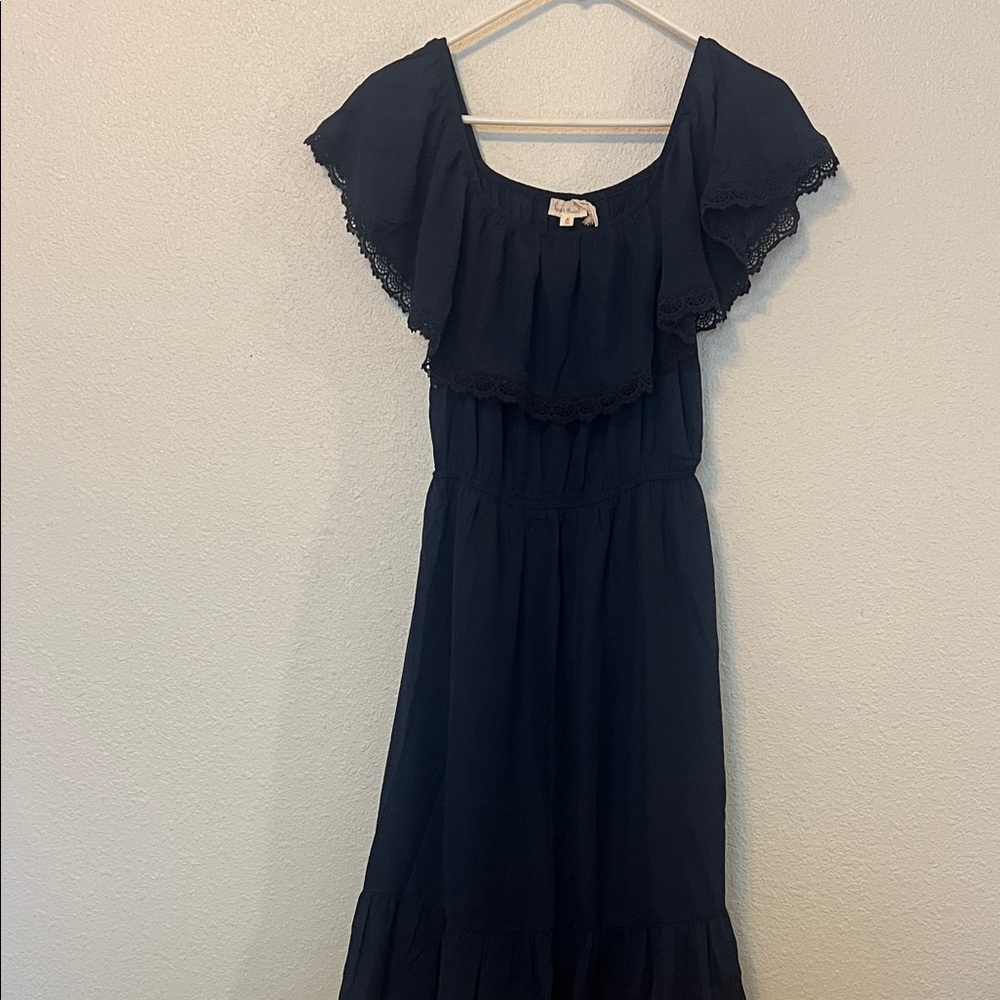 Hen & Thread blue peasant top dress size medium NWT